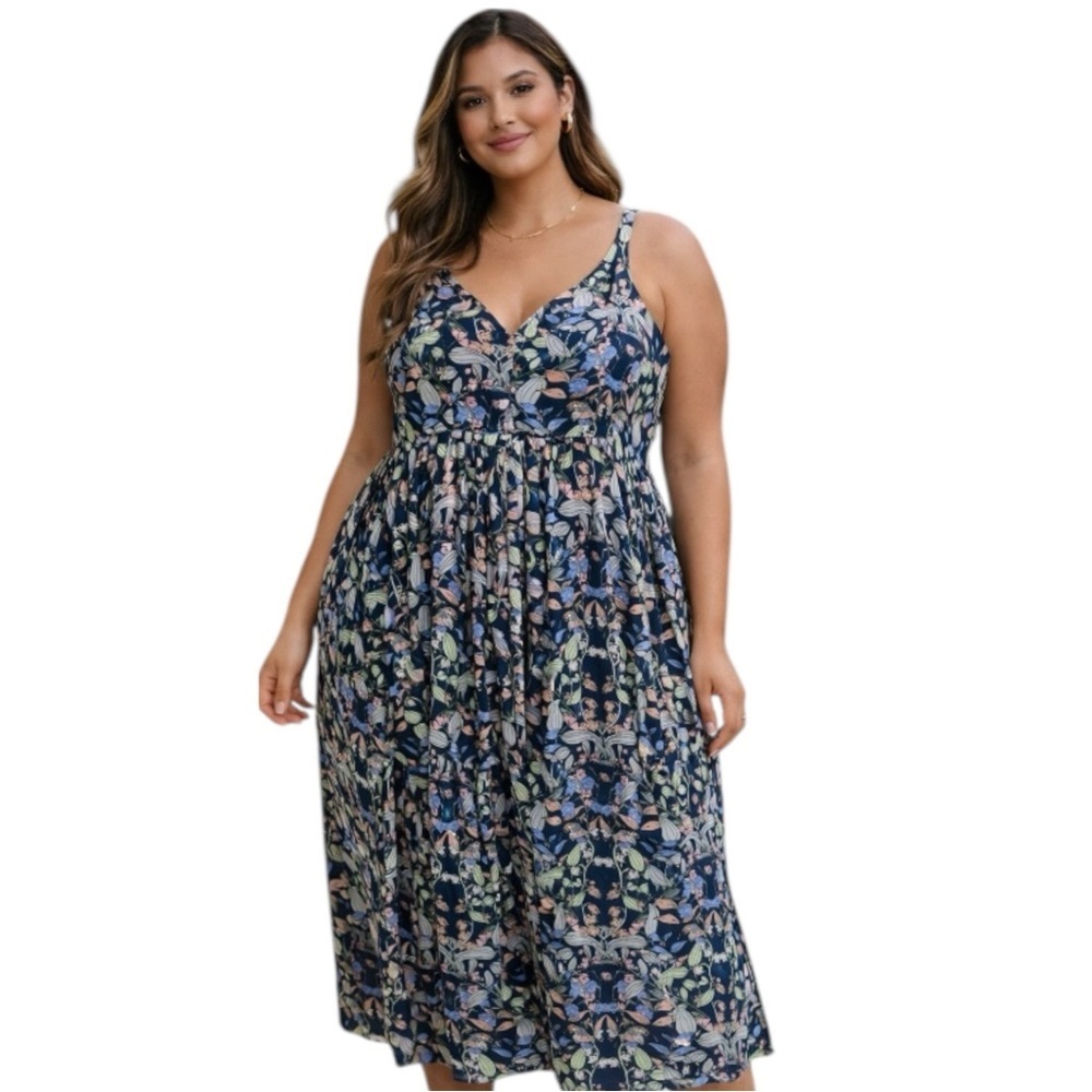 Junarose Floral Midi Dress Plus Size US 14 Boho Sleeveless
